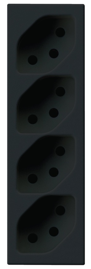 Produktbild FLF 413 202  -  FLF-Steckdose 4xT13-1x getrennt, schwarz mit Steckklemmen